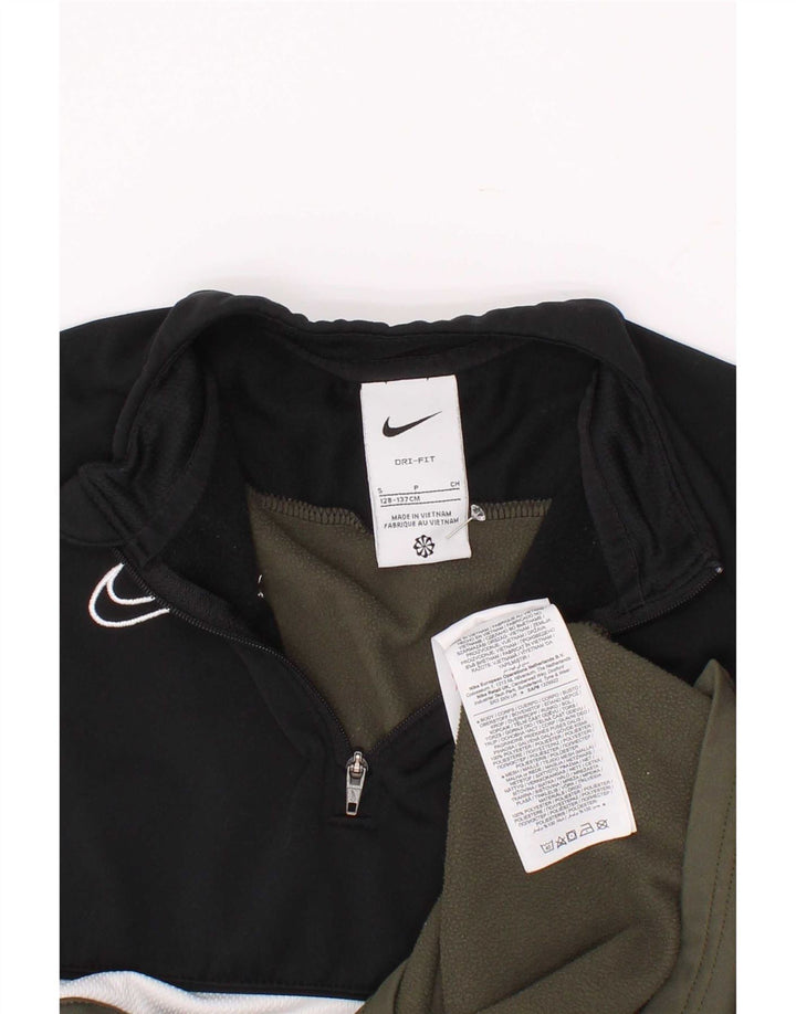 Top de treino Nike Boys Dri Fit pulôver 8-9 anos pequeno cáqui colorblock