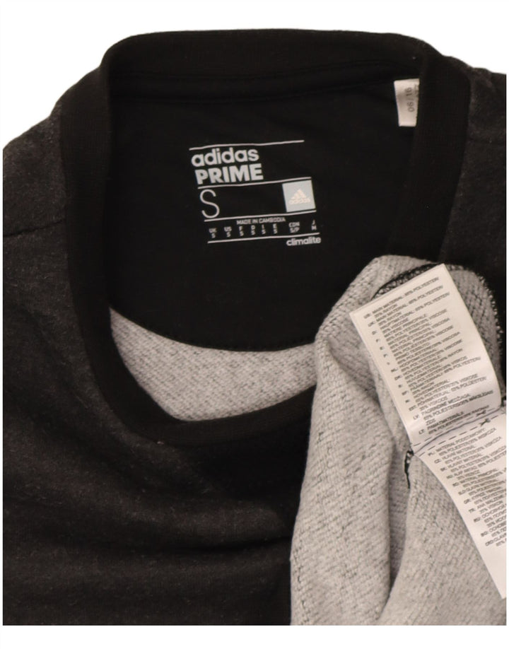 Adidas Mens Climalite Graphic Moletom Jumper Pequeno Cinza Colorblock