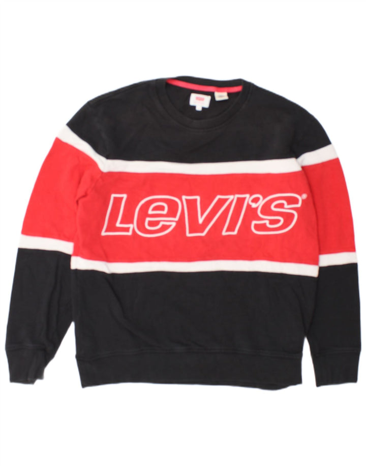 Moletom gráfico masculino Levi's Jumper médio preto colorblock algodão