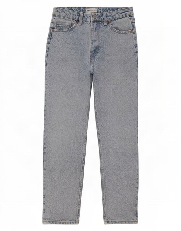 Calça jeans feminina Zara com cintura alta EU 36 XS W26 L26 azul algodão