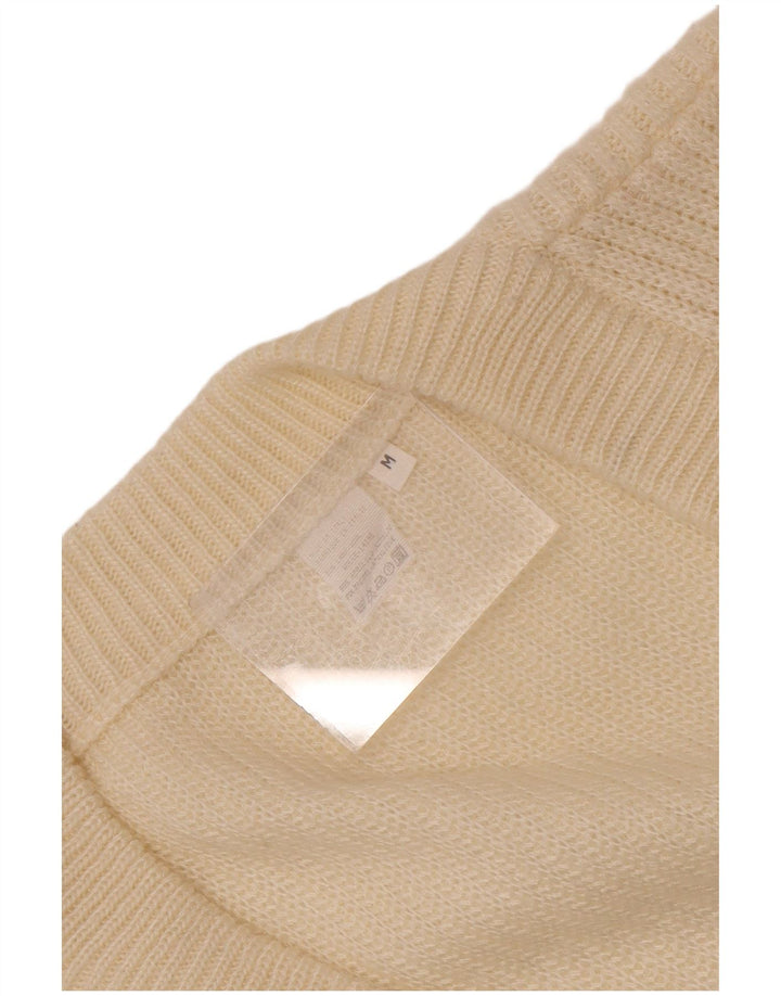 Suéter cardigã masculino vintage médio branco Fair Isle
