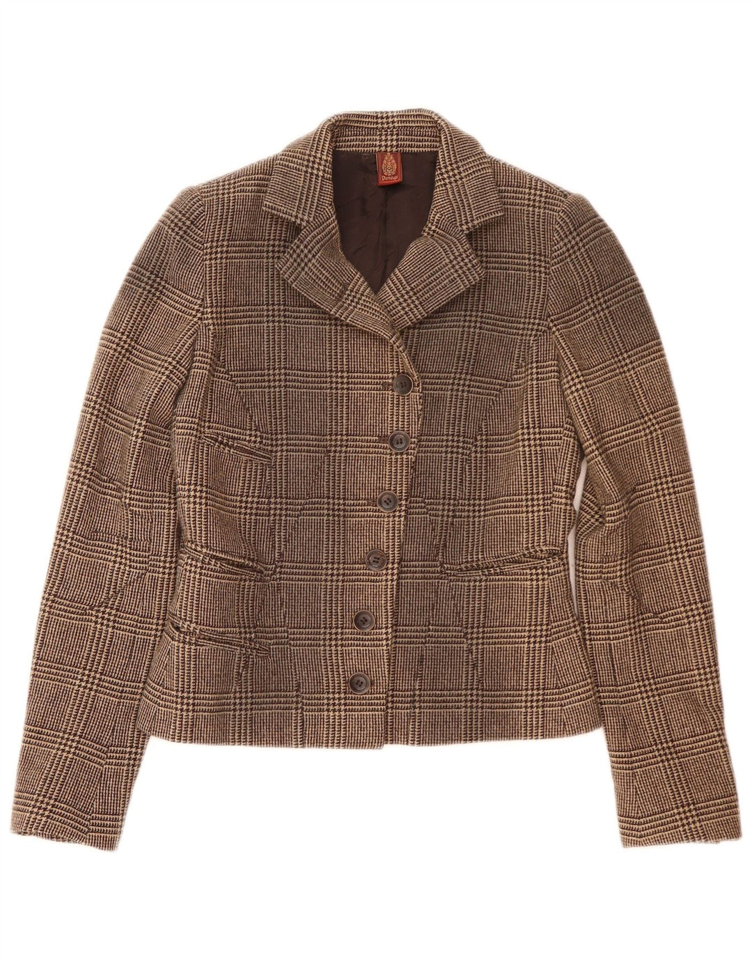 Jaqueta blazer feminina Dondup de 6 botões IT 42 lã houndstooth marrom médio