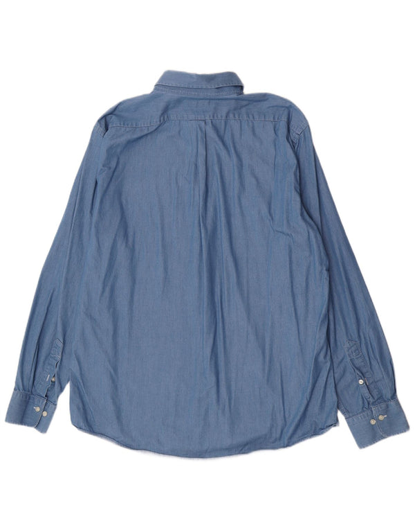 Camisa masculina Ralph Lauren tamanho 44 17 1/2 XL algodão azul