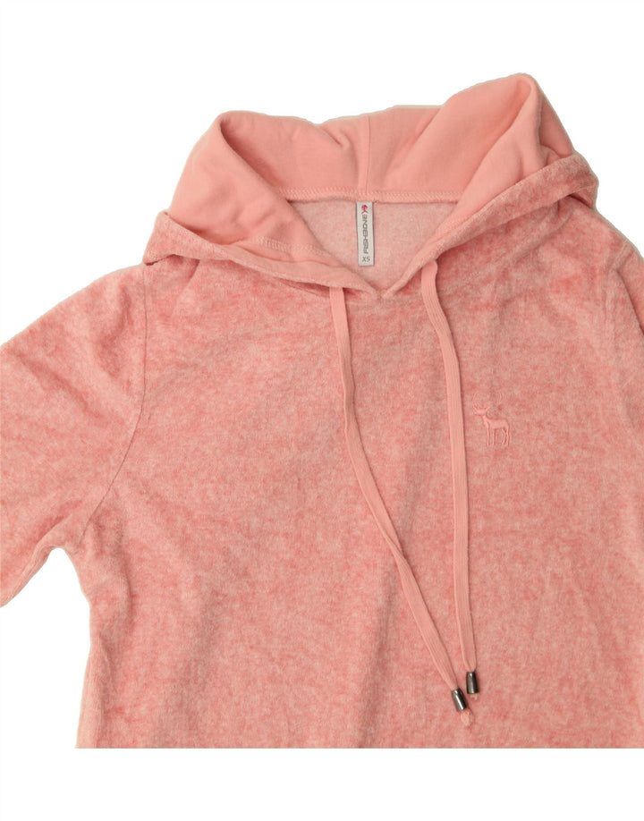 FISHBONE Womens Fleece Hoodie Jumper UK 6 XS Pink Cotton Vintage Fishbone and Second-Hand Fishbone from Messina Hembry 