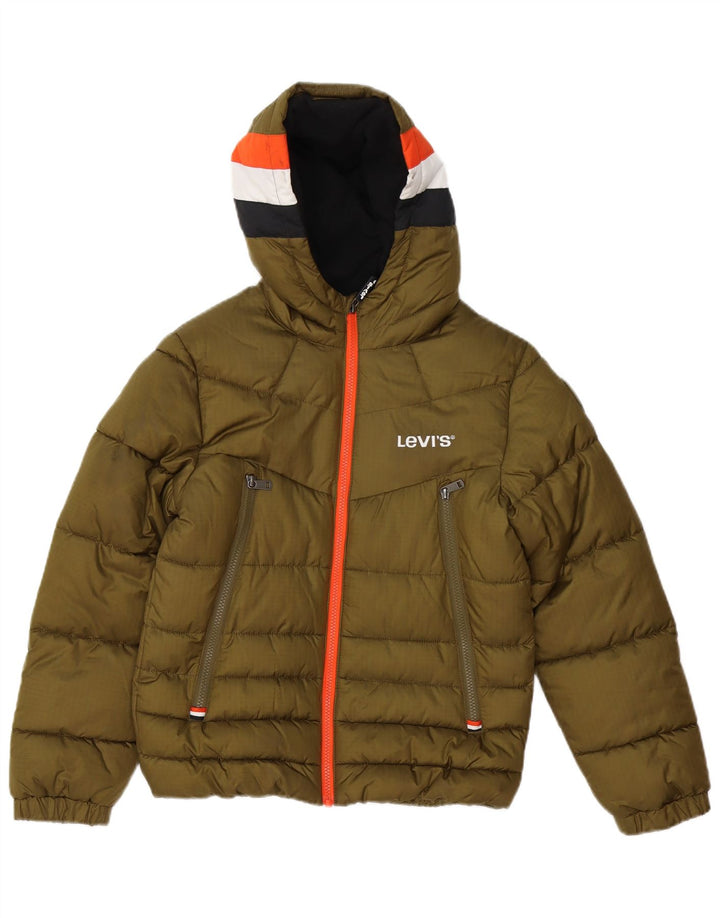 Jaqueta acolchoada com capuz Levi's Boys 11-12 anos cáqui colorblock poliéster