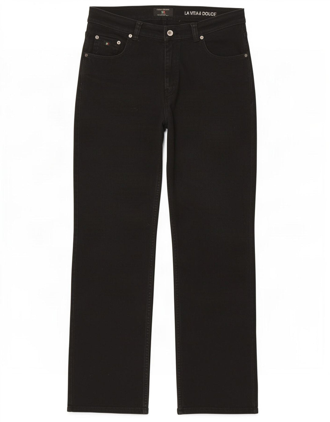 Carlo Colucci Mens Straight Jeans W34 L32 Algodão Preto