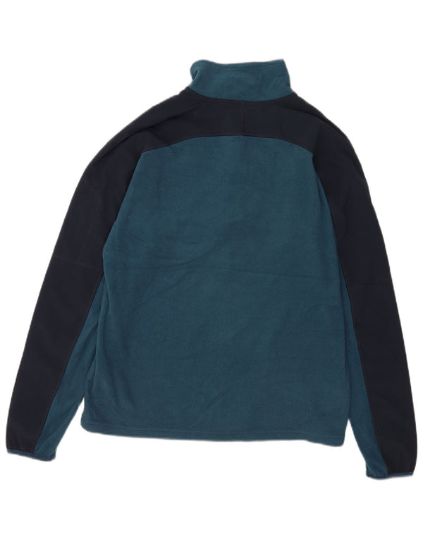 Suéter de lã masculino The North Face com zíper e gola pequena azul colorblock poliéster