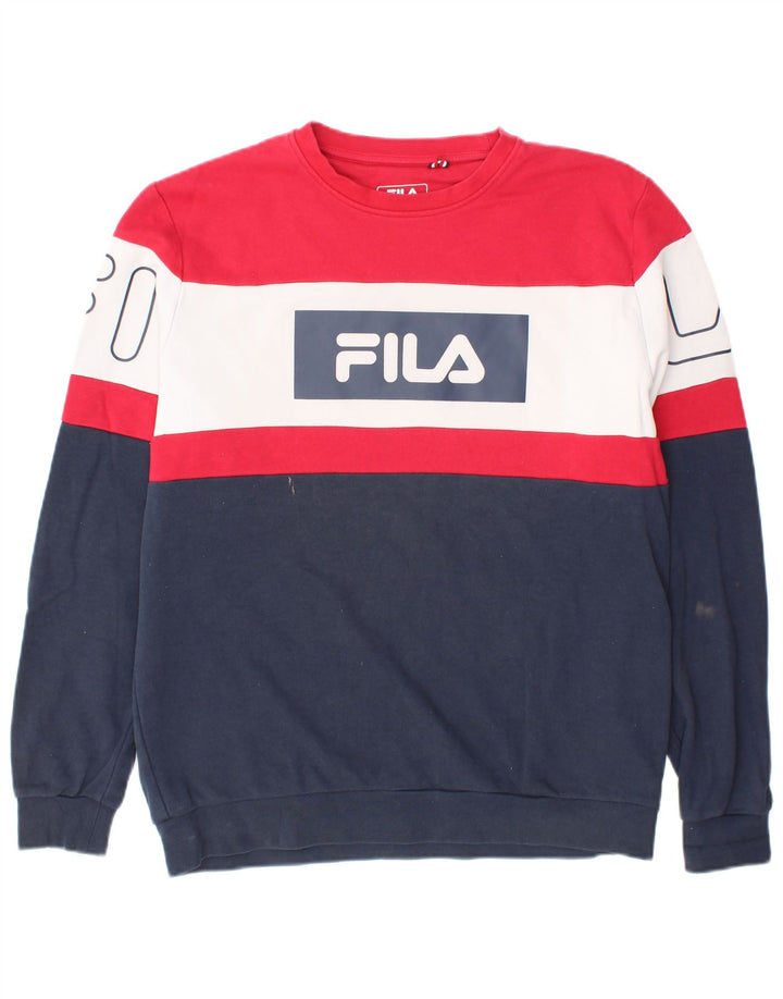 Fila Moletom Gráfico Masculino Jumper Grande Multicolorido Colorblock Algodão