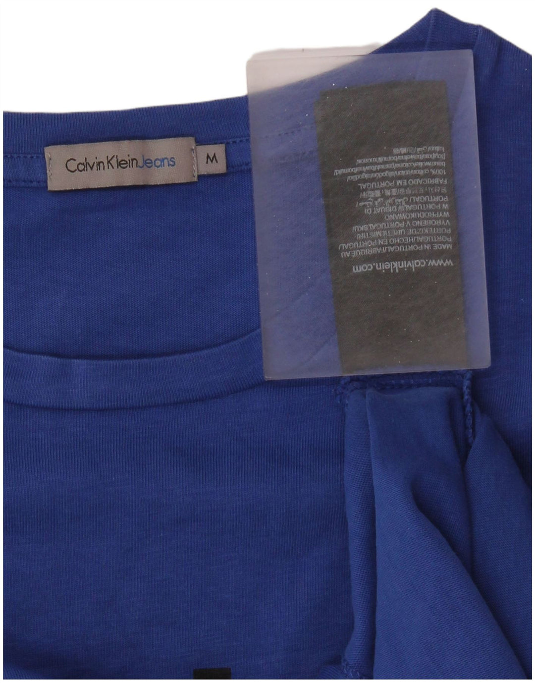 Camiseta feminina CALVIN KLEIN JEANS com estampa gráfica UK 12 algodão azul médio
