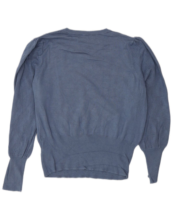 Suéter feminino Marks & Spencer com gola redonda Reino Unido 16 grande azul