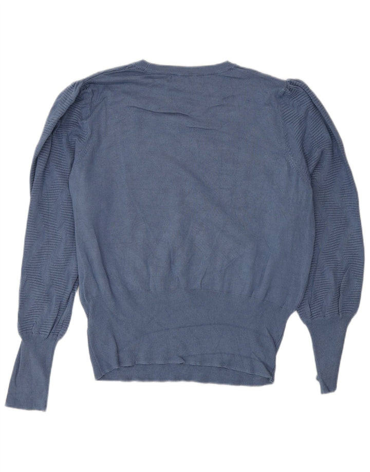 Suéter feminino Marks & Spencer com gola redonda Reino Unido 16 grande azul