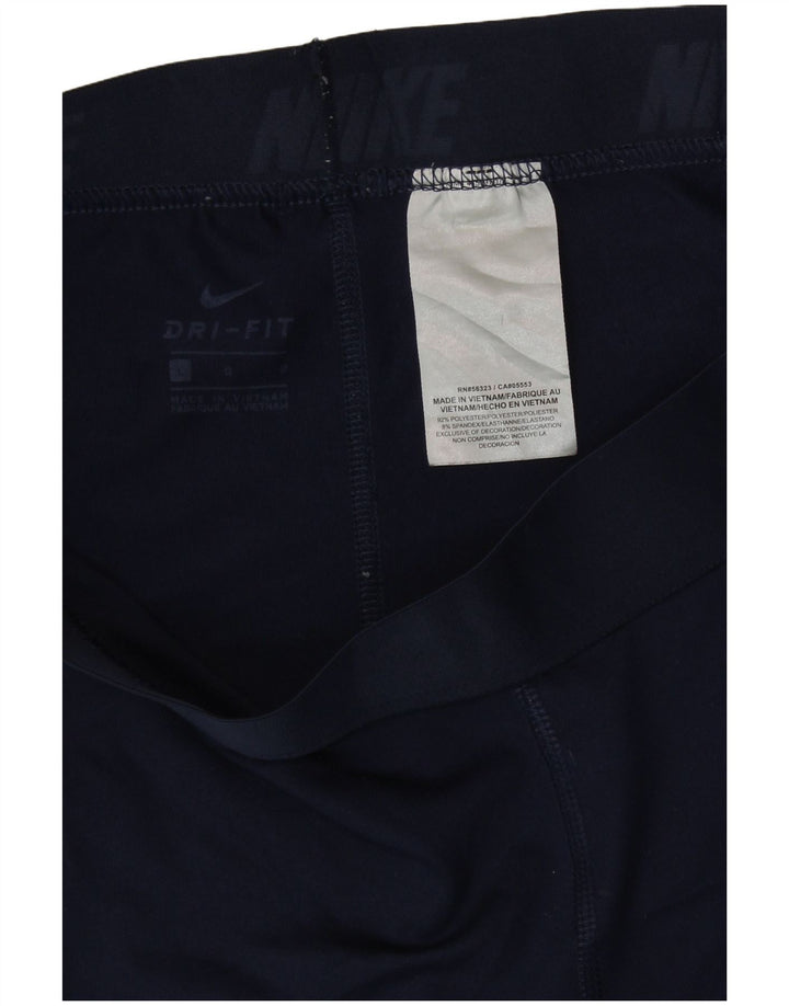 Shorts esportivos femininos NIKE Dri Fit UK 14 grande azul marinho poliéster