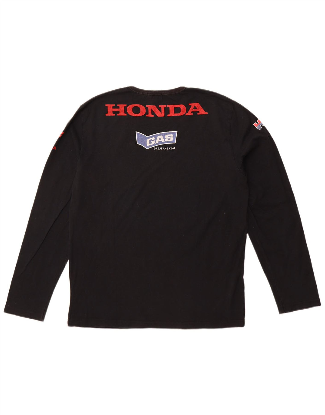 GAS Mens Honda Racing Graphic Top Manga Longa Médio Preto