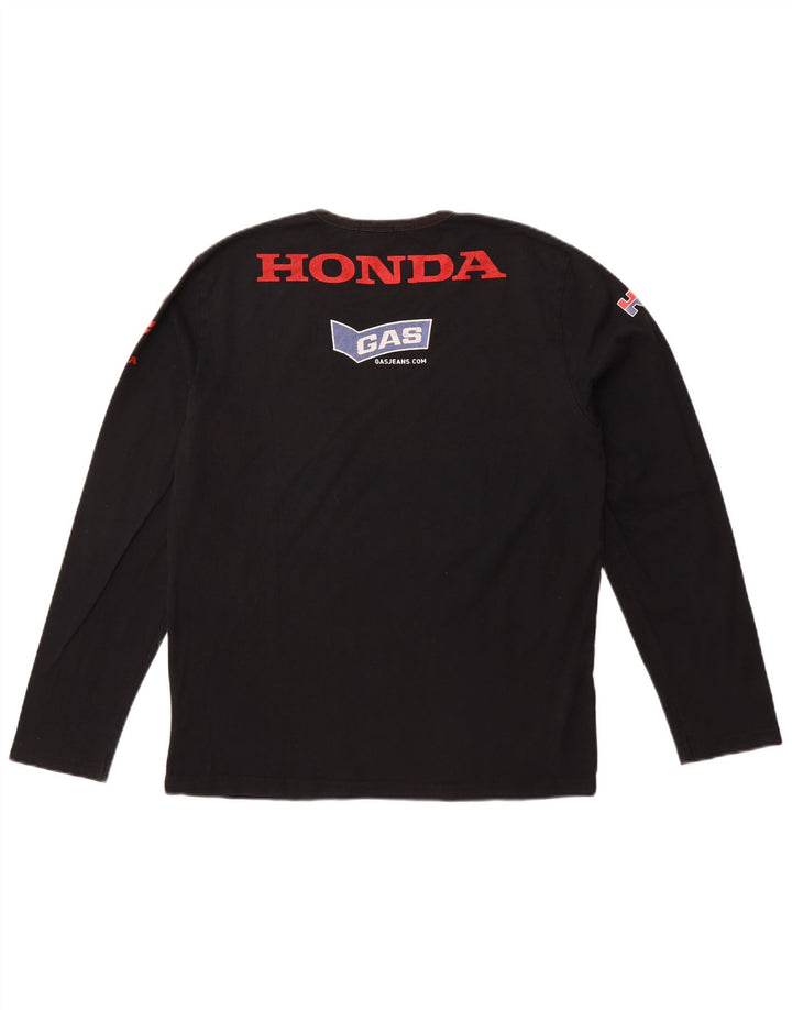 GAS Mens Honda Racing Graphic Top Manga Longa Médio Preto