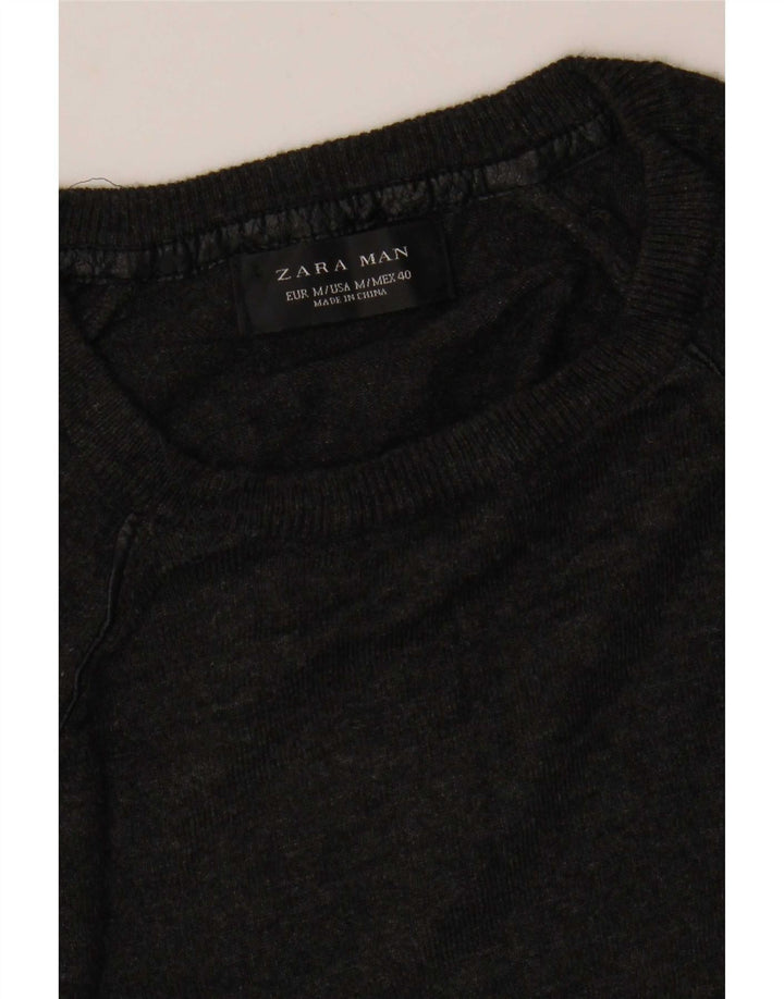 Zara Suéter masculino com gola redonda cinza médio
