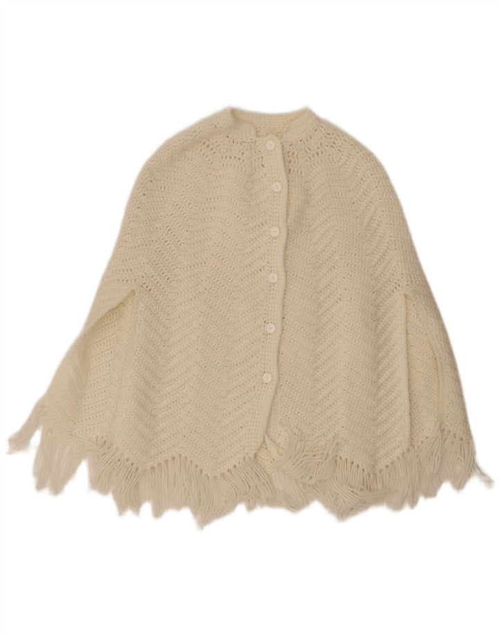 Suéter cardigan poncho feminino vintage tamanho único branco