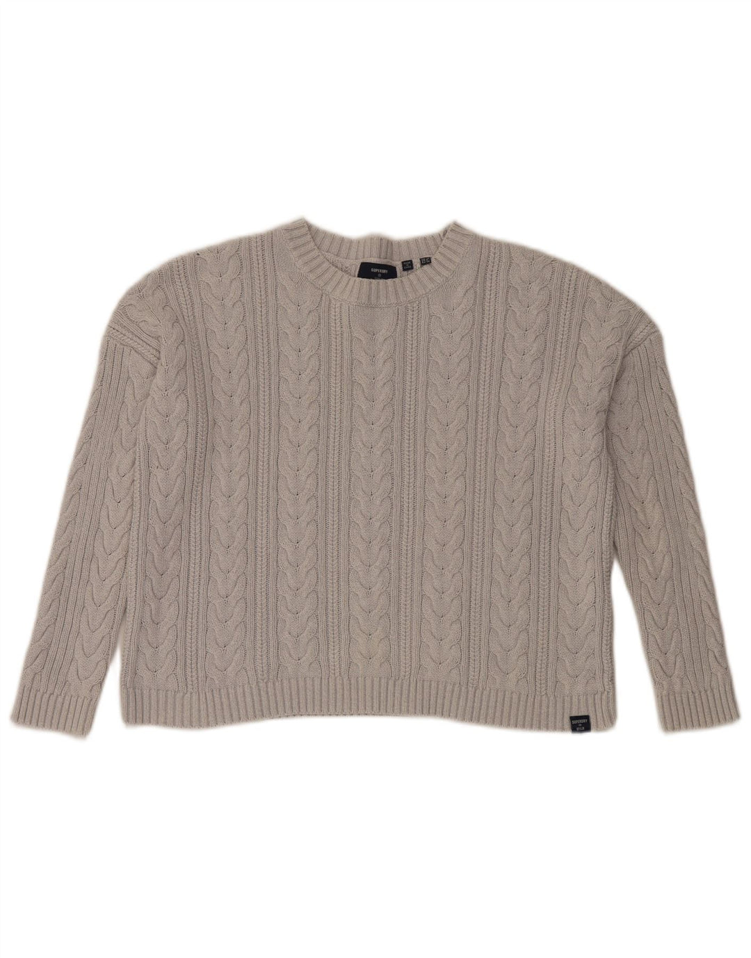 Superdry Suéter feminino superdimensionado com gola redonda Reino Unido 10 pequeno cinza