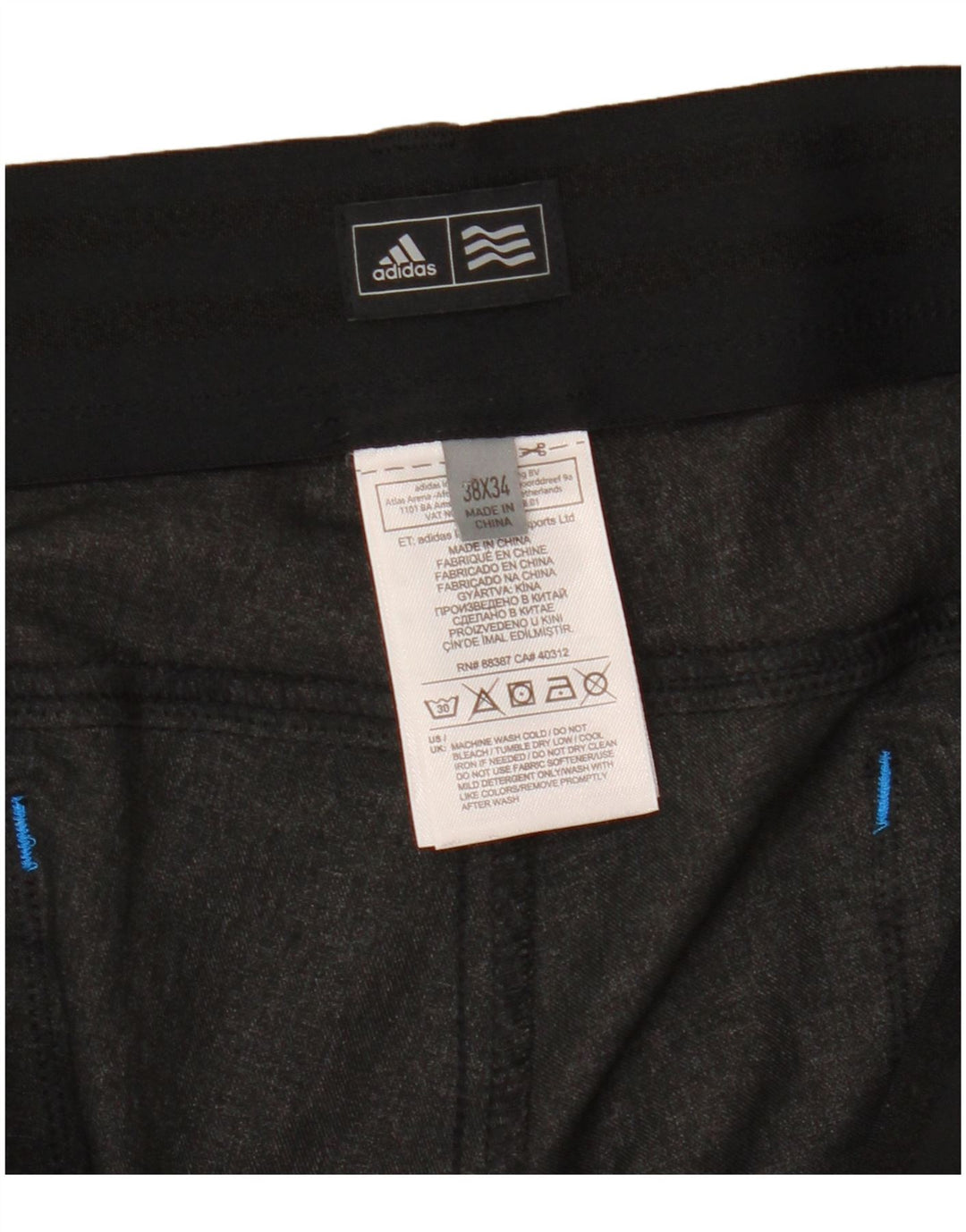 Calça casual reta masculina Adidas W38 L34 poliéster cinza