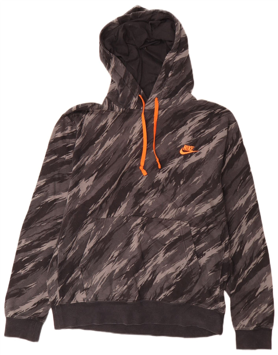 Nike Mens Hoodie Jumper Médio Cinza Camuflagem Algodão