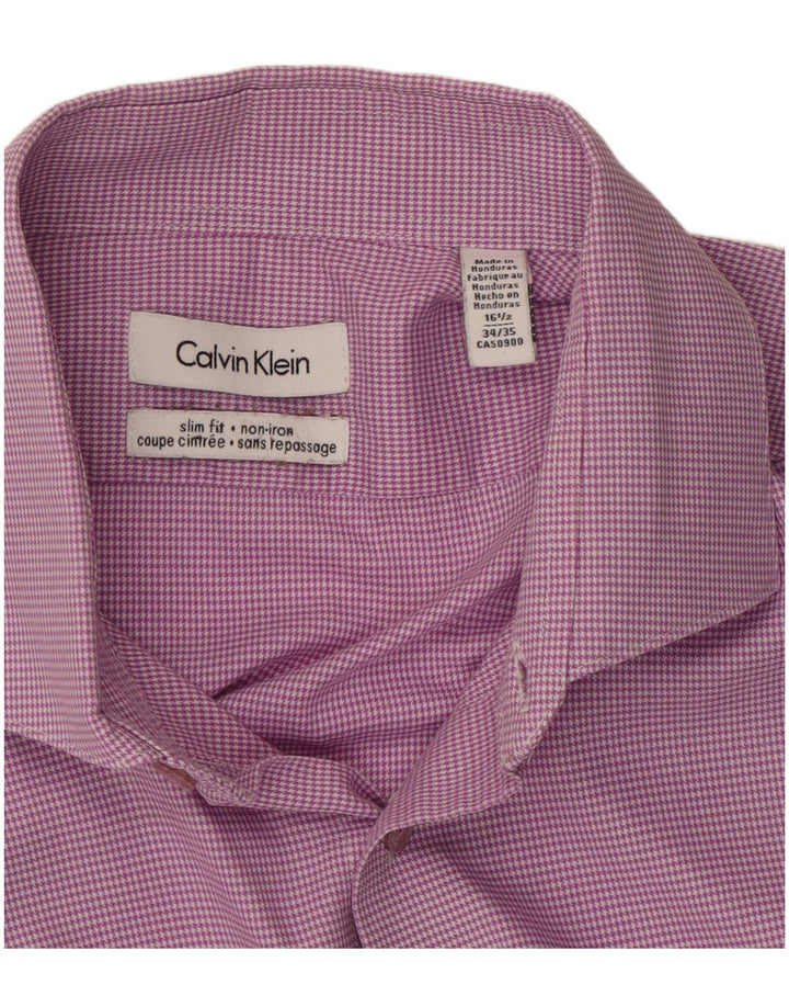 CALVIN KLEIN Camisa masculina slim fit tamanho 16 1/2 grande roxo houndstooth