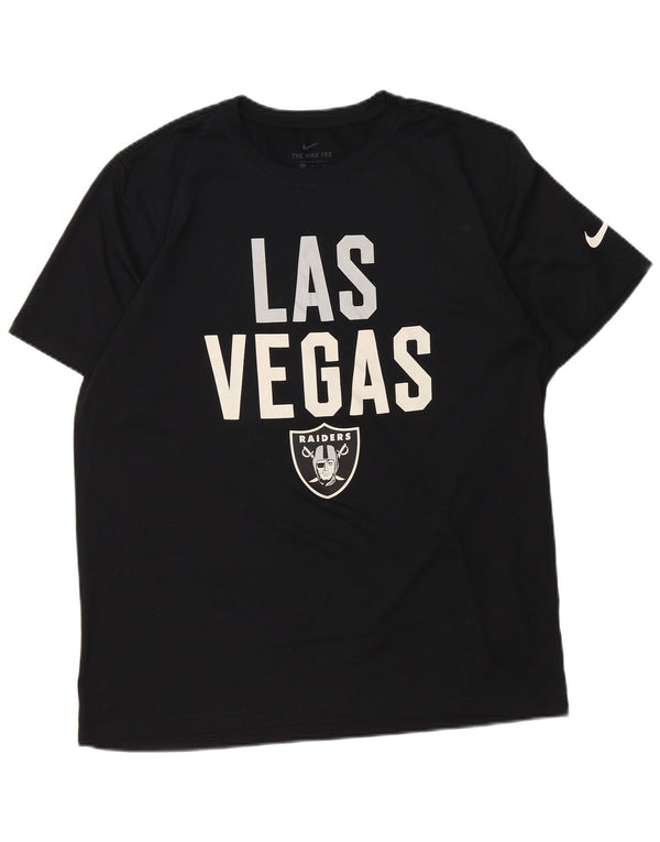Camiseta masculina Nike Las Vegas Raiders com estampa gráfica grande de poliéster preto