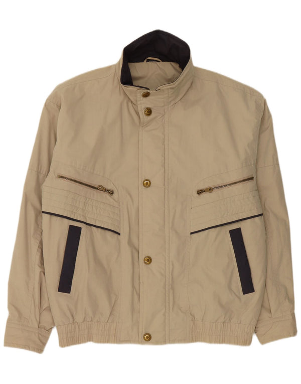 Jaqueta bomber masculina vintage UK 42 XL bege Colourblock poliéster