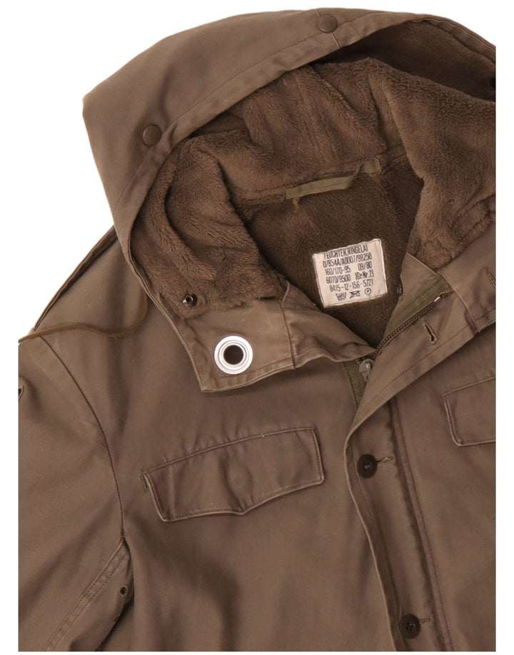 Jaqueta Parka masculina VINTAGE militar com capuz Reino Unido 40 grande cinza