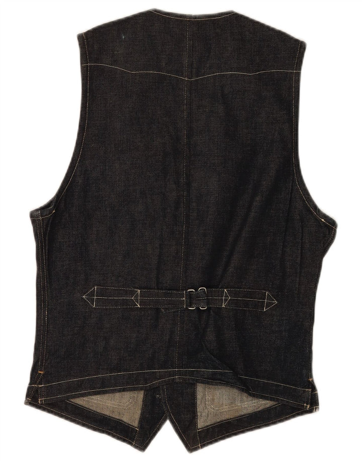 Colete jeans masculino vintage pequeno azul marinho