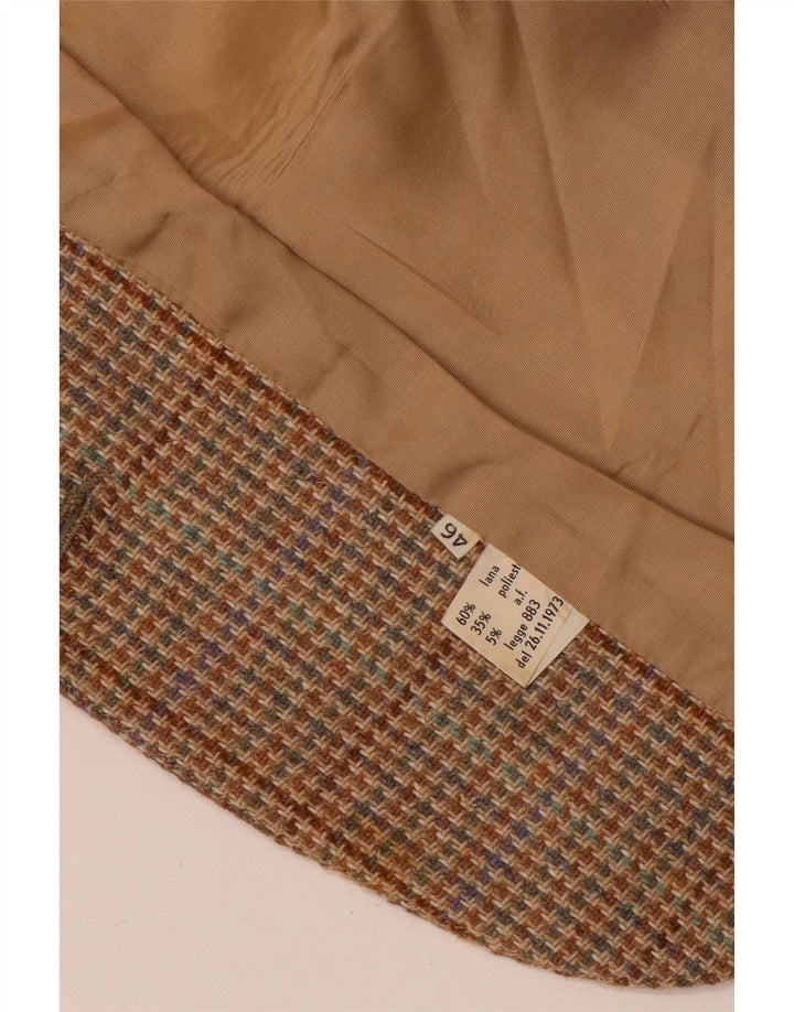 Jaqueta blazer feminina vintage com 2 botões IT 46 grande lã xadrez marrom