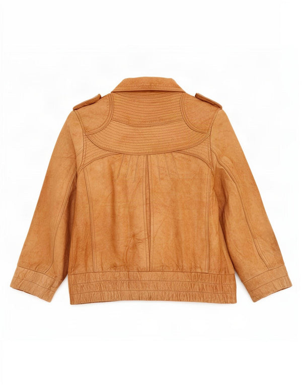 Jaqueta de couro militar feminina Miss Selfridge manga 3/4 Reino Unido 8 pequena bege