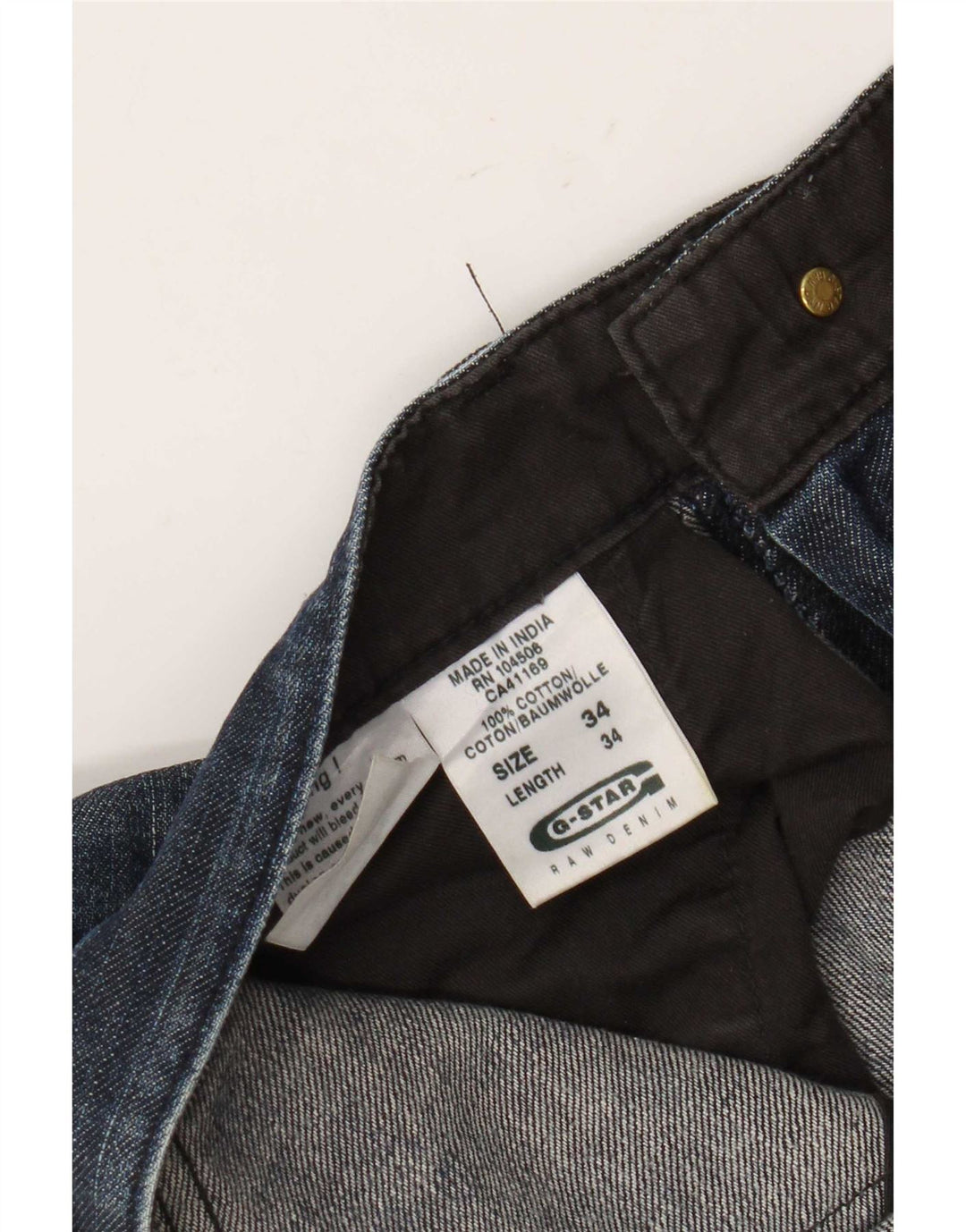 Jeans retos masculinos G-Star W34 L29 algodão azul marinho