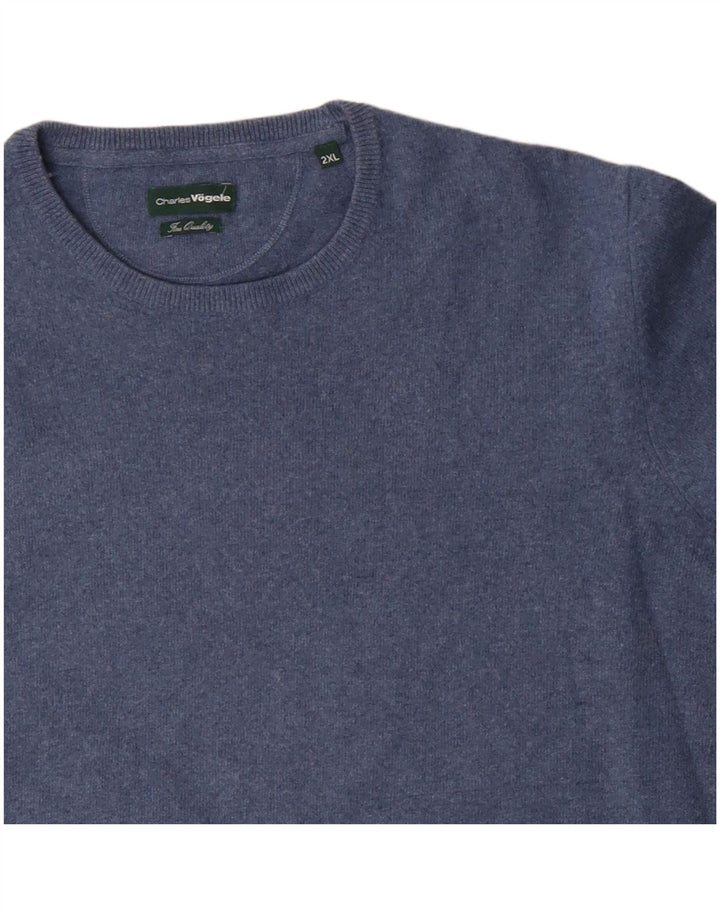 Charles Vogele Suéter masculino com gola redonda 2XL lã azul
