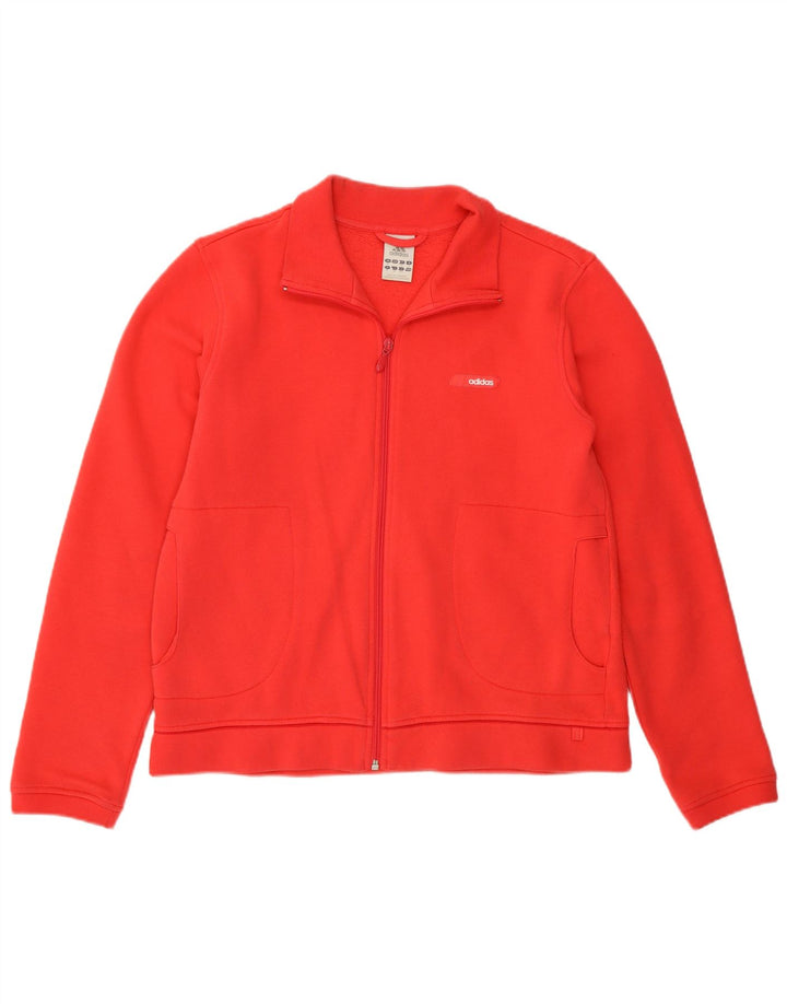 Adidas Womens Tracksuit Top Jacket UK 16 Grande Algodão Vermelho