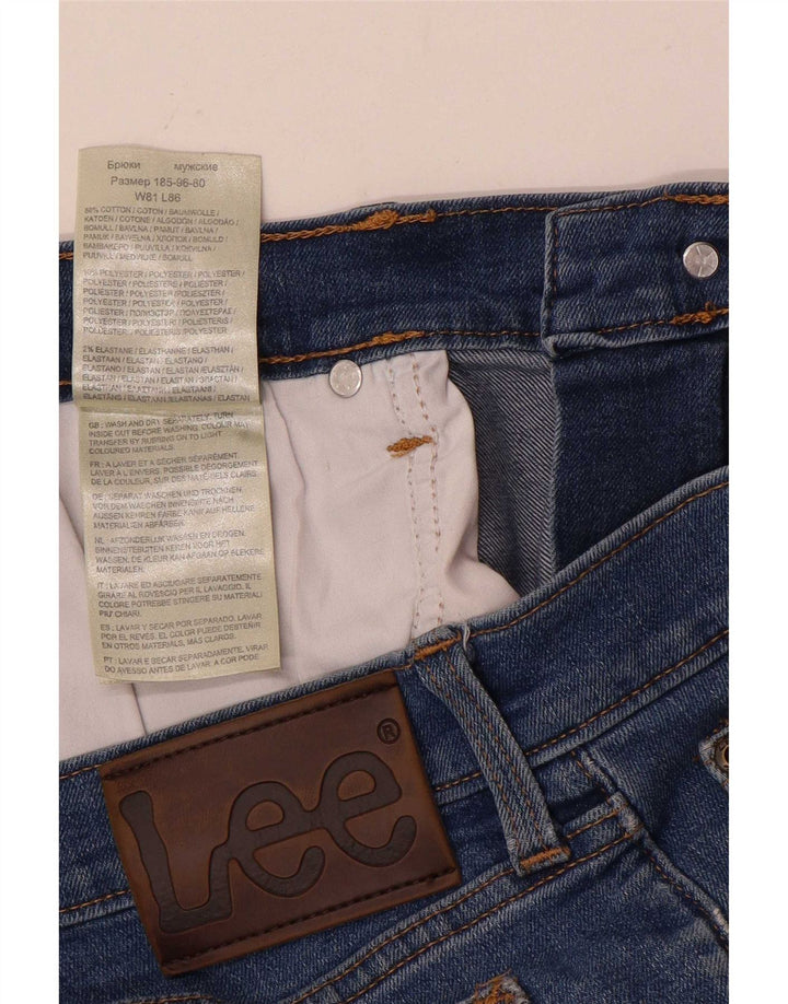 Lee Mens Regular Straight Jeans W32 L34 Azul Algodão