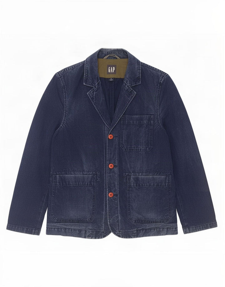 Jaqueta blazer masculina Gap com 3 botões jeans Reino Unido 38 algodão azul marinho médio