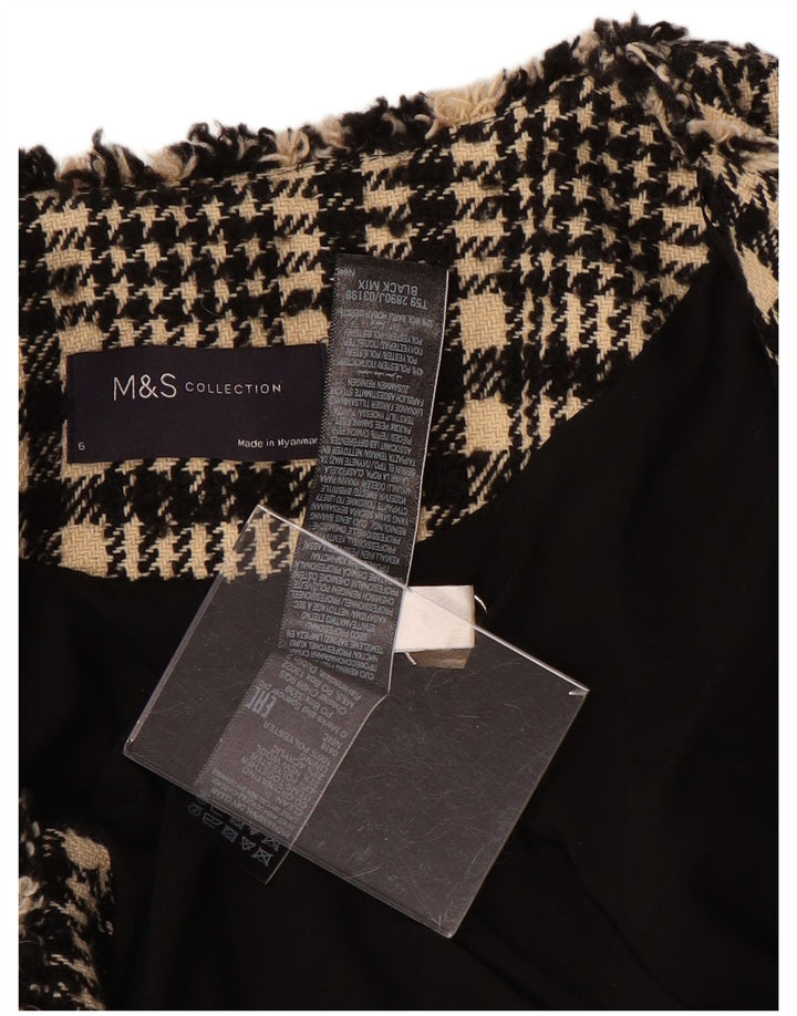 Jaqueta blazer feminina Marks & Spencer Reino Unido 6 XS poliéster xadrez preto