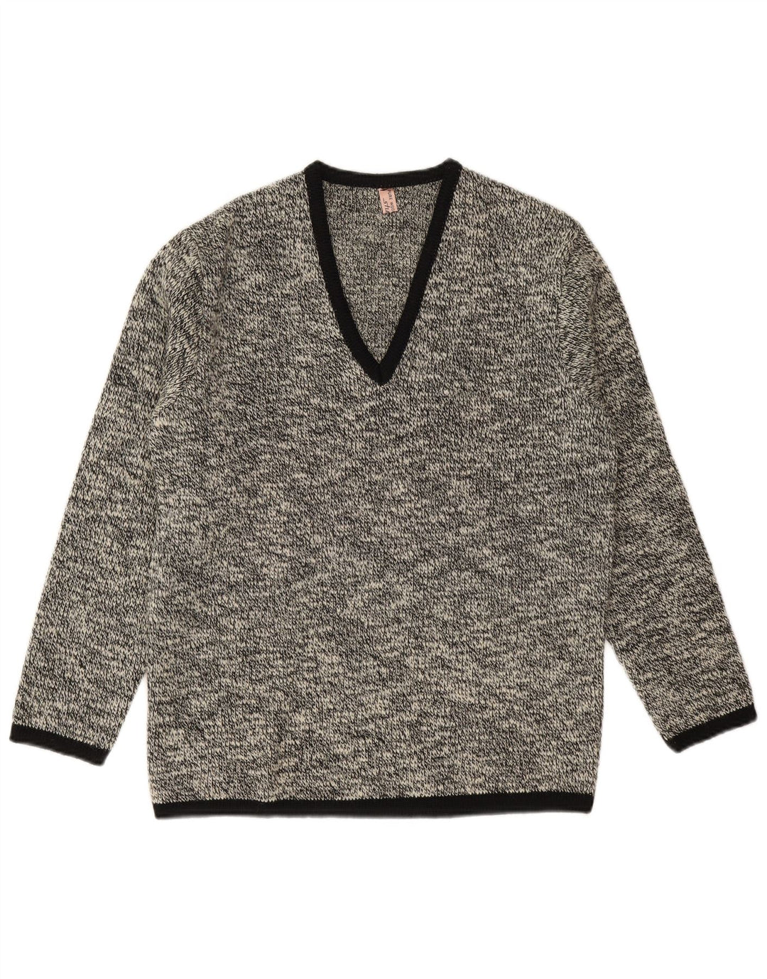 Suéter masculino Shetland com decote em V pequeno azul marinho manchado de lã nova