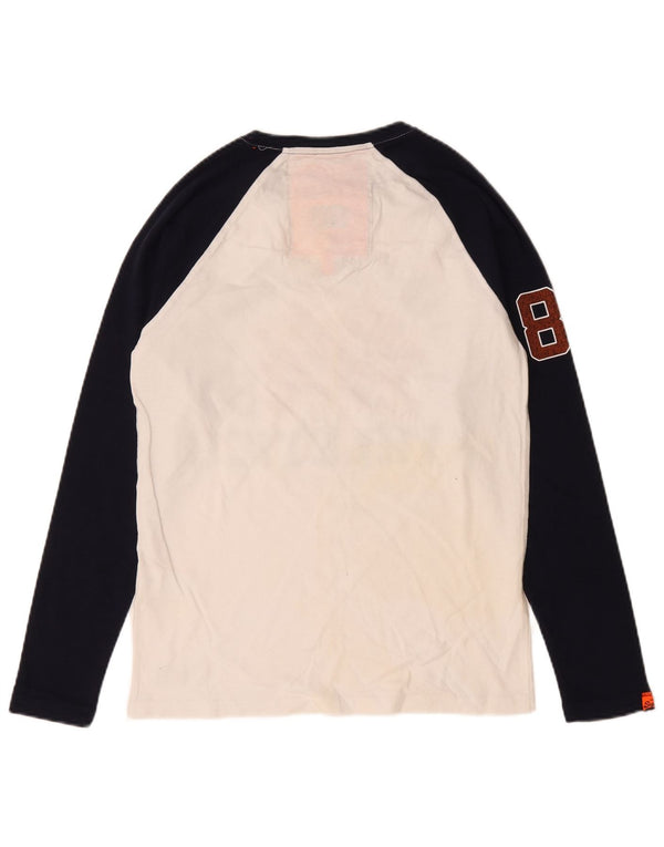 Top gráfico masculino Superdry manga comprida pequeno algodão colorblock branco