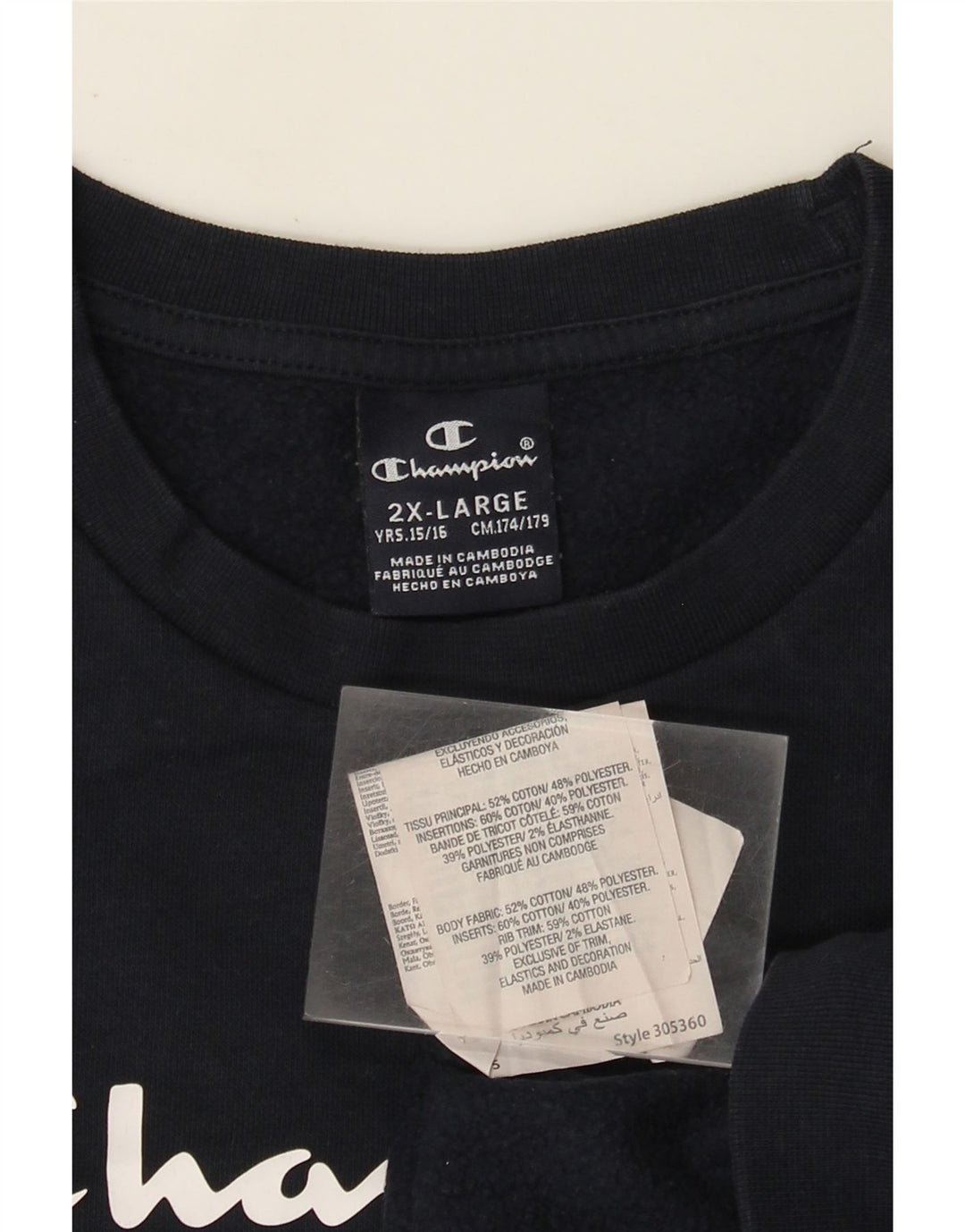 Champion Boys Graphic Moletom Jumper 15-16 Anos 2XL Azul Marinho Algodão