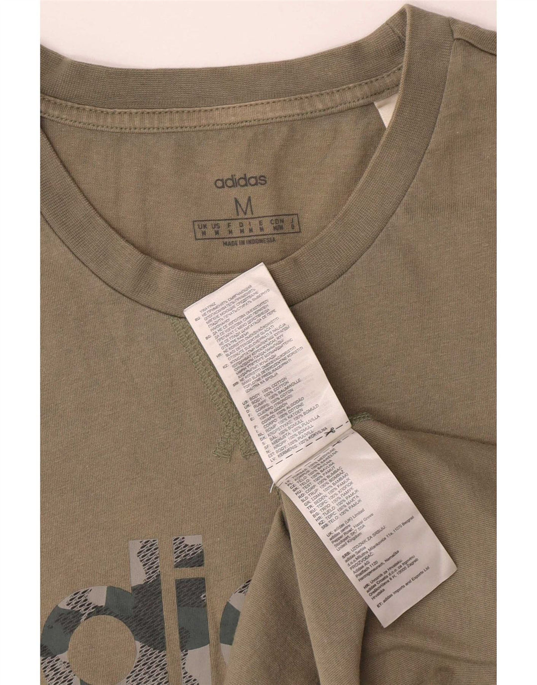 Adidas Mens Graphic T-Shirt Top Médio Algodão Cáqui