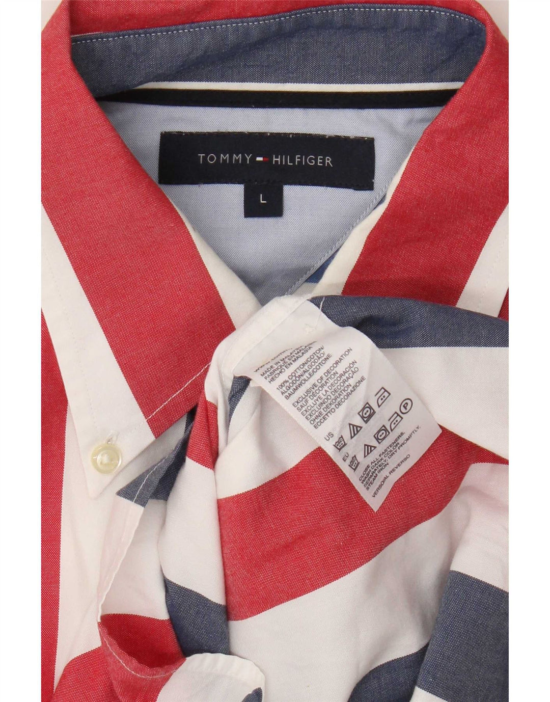 Camisa masculina Tommy Hilfiger grande listrada multicolorida