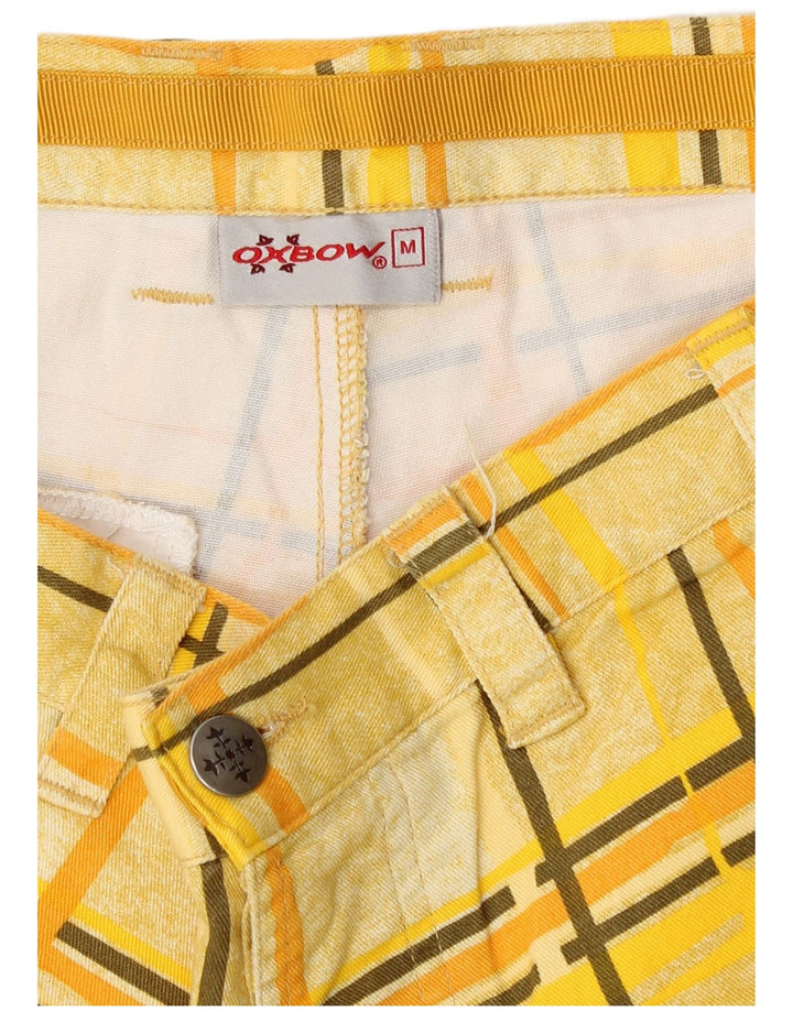 Oxbow Mens Chino Shorts Médio W30 Xadrez Amarelo