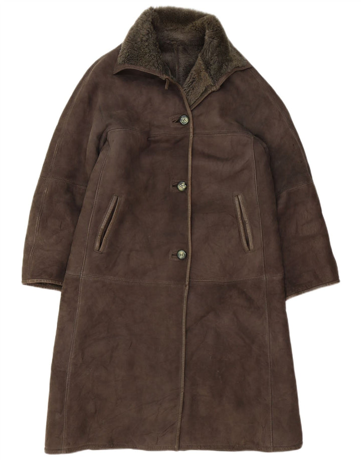 Casaco feminino vintage de shearling IT 42 Shearling cinza médio