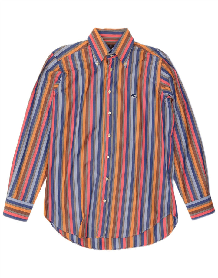 Camisa masculina ETRO Milano grande listrada multicolorida