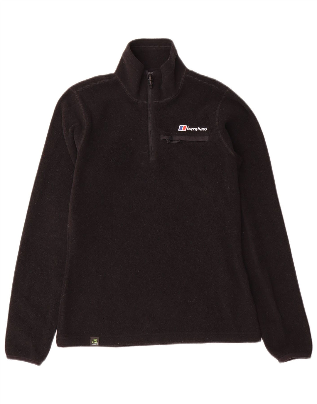 Berghaus Suéter feminino de lã com zíper e gola UK 8 pequeno poliéster preto