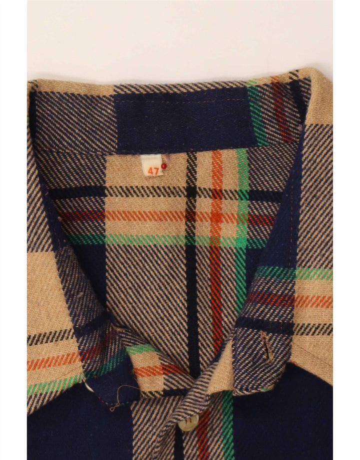 Camisa masculina de flanela vintage tamanho 47 2XL xadrez multicolorida