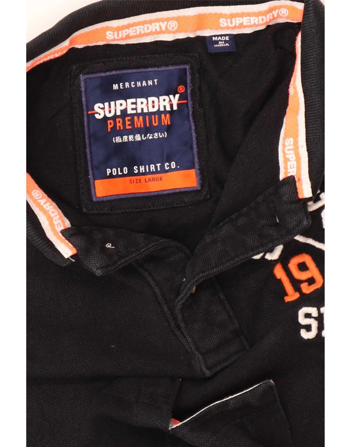 Camisa pólo gráfica masculina Superdry grande preta