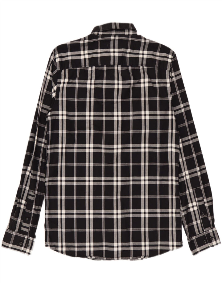 Camisa masculina JACK & JONES pequena xadrez preta de algodão