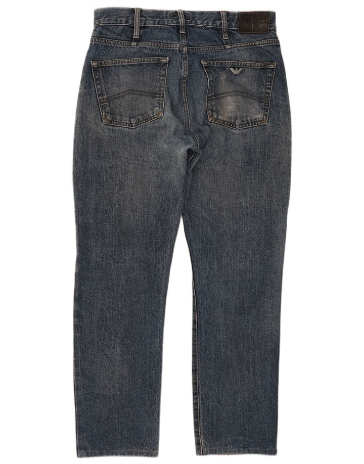 Calça jeans reta masculina Armani W34 L28 algodão azul marinho