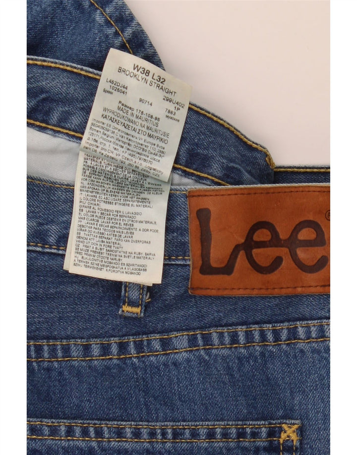 Lee Mens Brooklyn Straight Jeans W38 L32 Azul Algodão